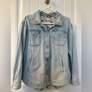 Anthropologie Pilcro Draped Denim Shirt Jacket/MP/Light Denim Wash